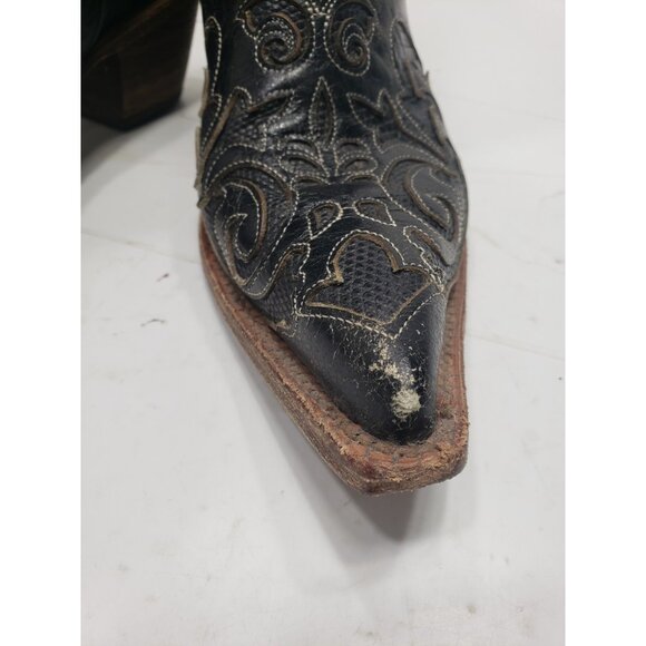 Corral Vintage C2108 Women’s Cowboy Boots 6M Black Lizard Distressed Western - Picture 7 of 10
